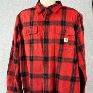 Carhartt Flannel Shirt Size Large "Loose Fit" Red and Black